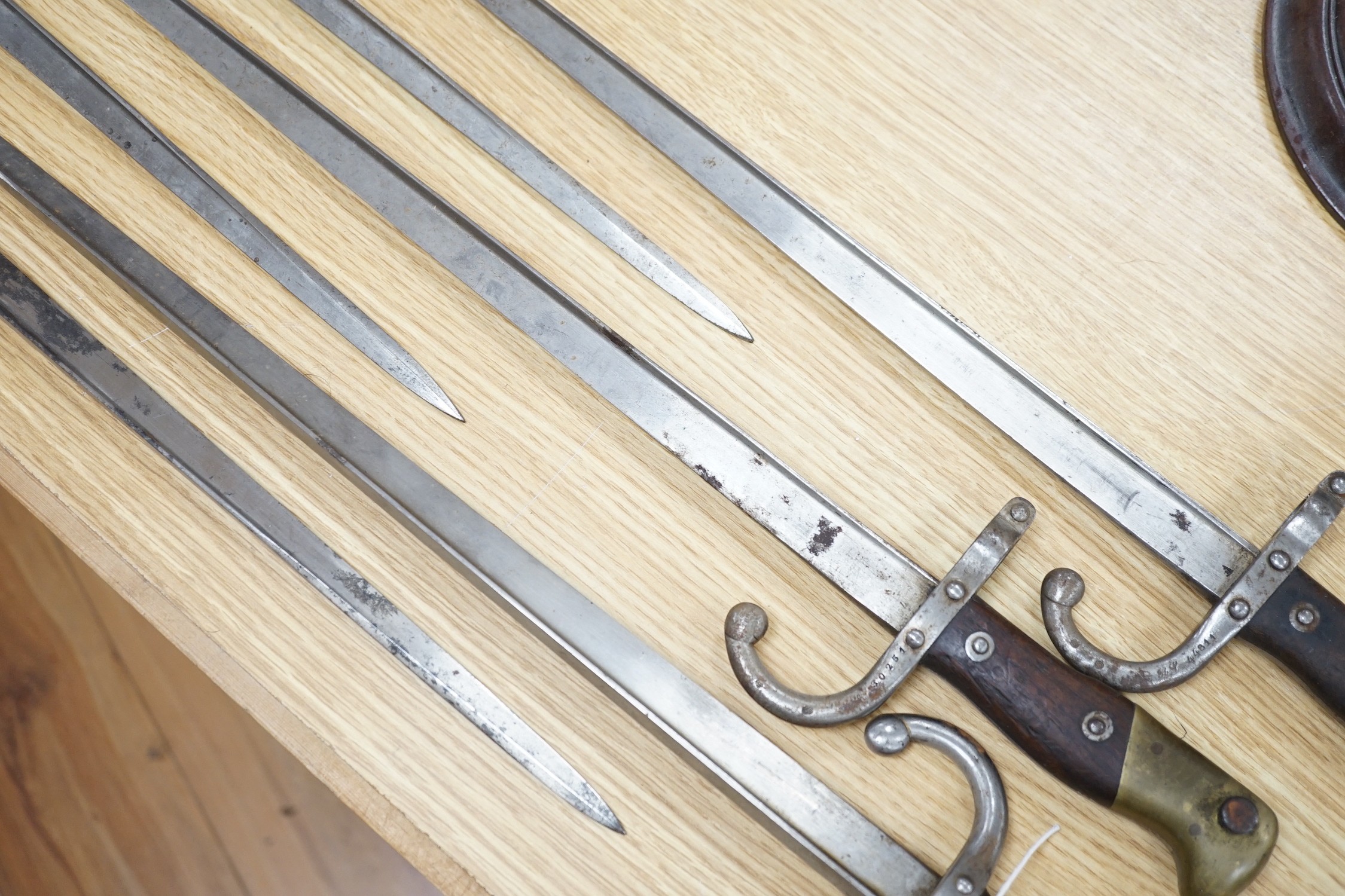 A group of six 19th century French bayonets